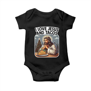 Funny Jesus Christian Christmas Baby Onesie I Love Jesus And Tacos TS14 Black Print Your Wear