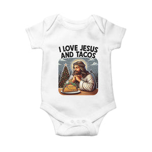 Funny Jesus Christian Christmas Baby Onesie I Love Jesus And Tacos TS14 White Print Your Wear