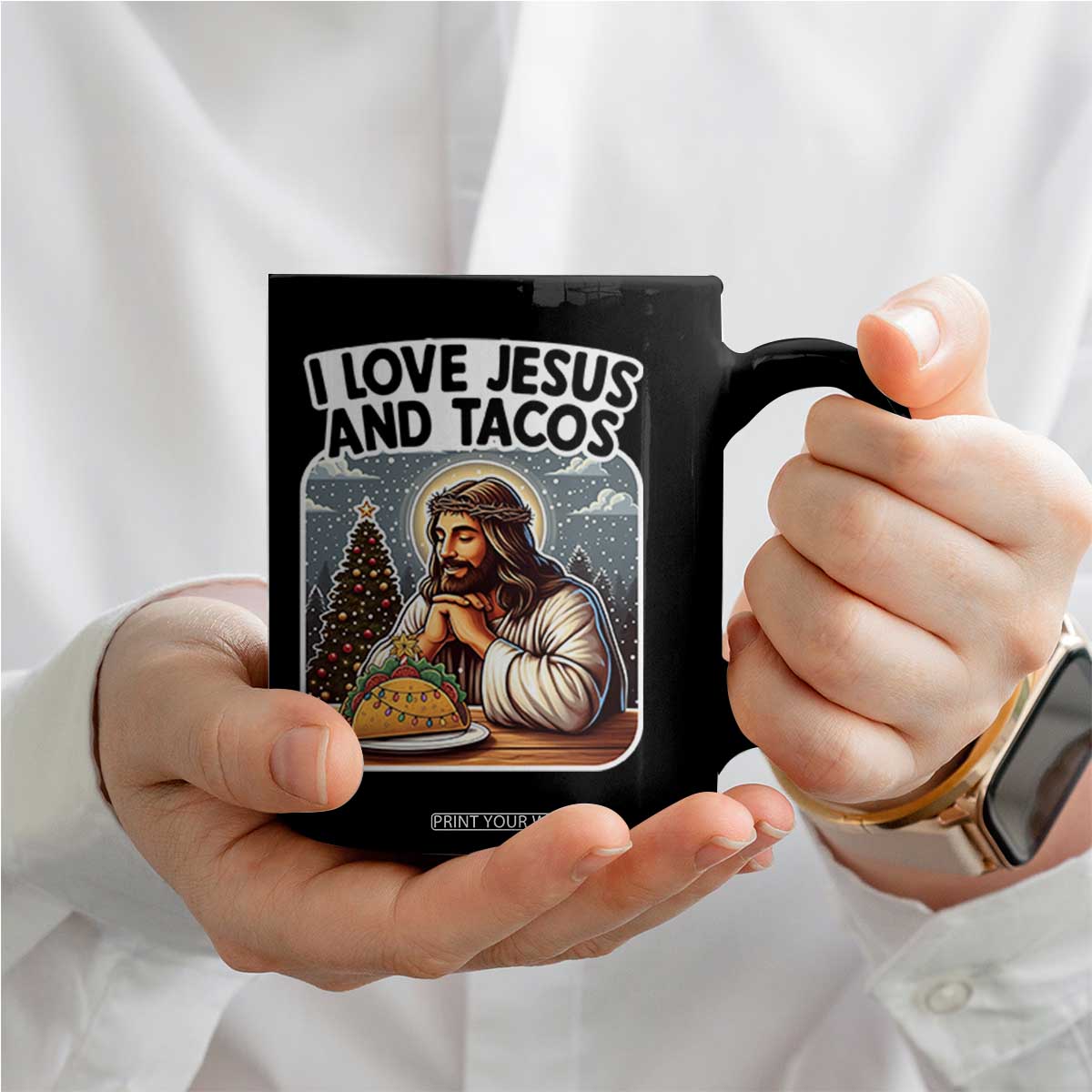 Funny Jesus Christian Christmas Coffee Mug I Love Jesus And Tacos TS14 Print Your Wear