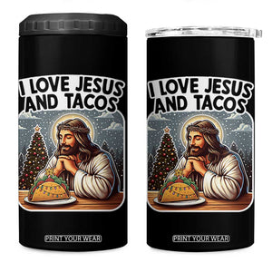 Funny Jesus Christian Christmas 4 in 1 Can Cooler Tumbler I Love Jesus And Tacos TS14 One Size: 16 oz Black Print Your Wear