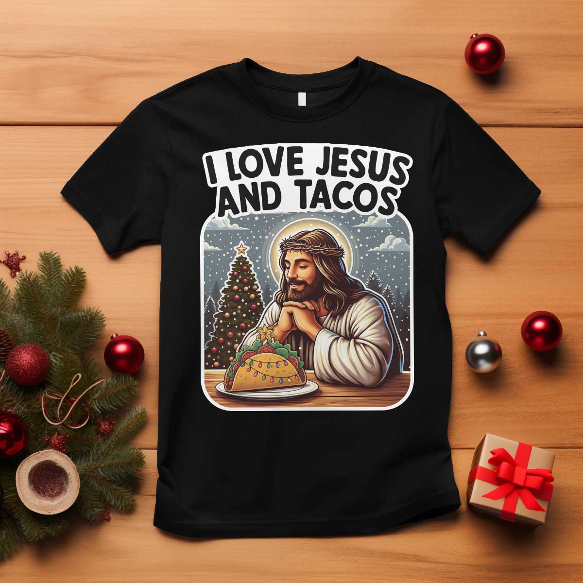 Funny Jesus Christian Christmas T Shirt I Love Jesus And Tacos TS14 Black Print Your Wear