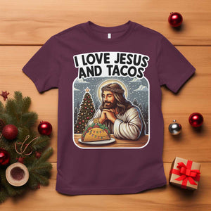 Funny Jesus Christian Christmas T Shirt I Love Jesus And Tacos TS14 Maroon Print Your Wear