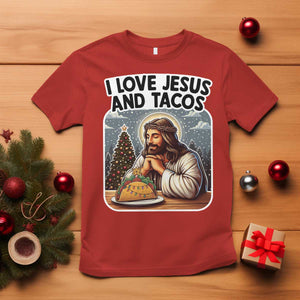 Funny Jesus Christian Christmas T Shirt I Love Jesus And Tacos TS14 Red Print Your Wear