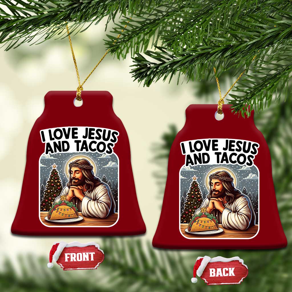 Funny Jesus Christian Christmas Ceramic Ornament I Love Jesus And Tacos TS14 Print Your Wear