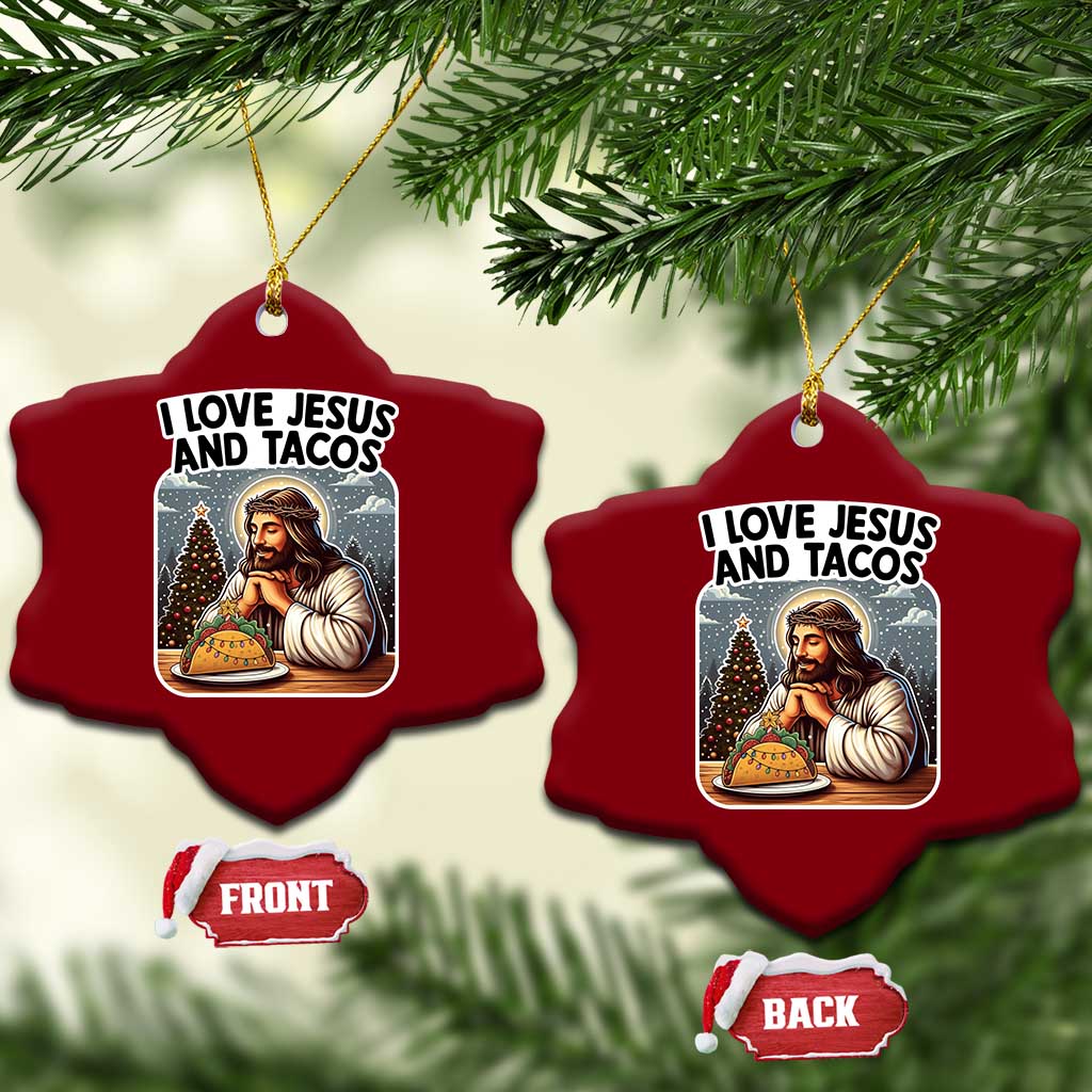 Funny Jesus Christian Christmas Ceramic Ornament I Love Jesus And Tacos TS14 Print Your Wear