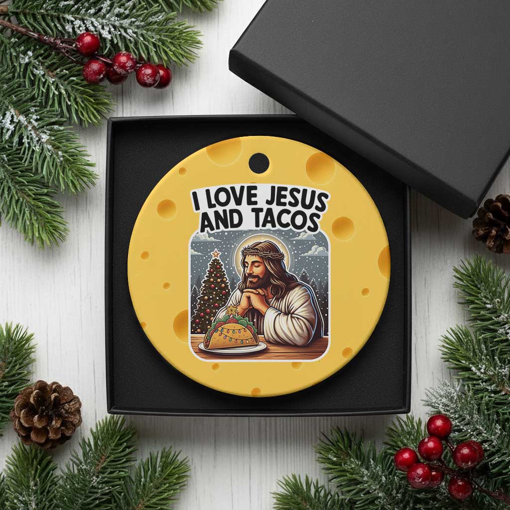 Funny Jesus Christian Christmas Ceramic Ornament I Love Jesus And Tacos TS14 1pc Yellow Cheese Print Your Wear