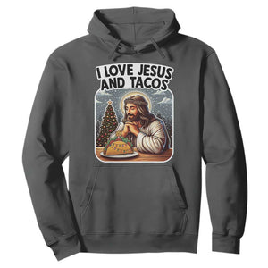 Funny Jesus Christian Christmas Hoodie I Love Jesus And Tacos TS14 Dark Heather Print Your Wear