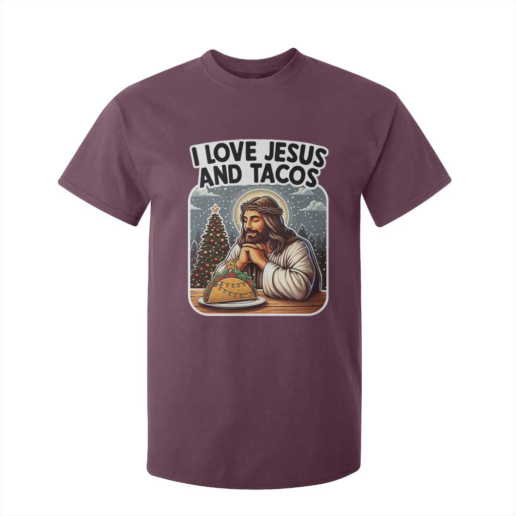Funny Jesus Christian Christmas T Shirt For Kid I Love Jesus And Tacos TS14 Maroon Print Your Wear