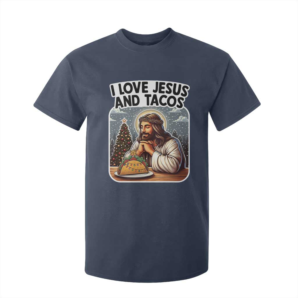 Funny Jesus Christian Christmas T Shirt For Kid I Love Jesus And Tacos TS14 Navy Print Your Wear