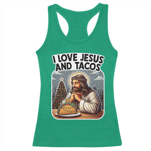 Funny Jesus Christian Christmas Racerback Tank Top I Love Jesus And Tacos TS14 Irish Green Print Your Wear