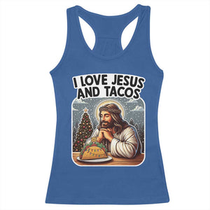 Funny Jesus Christian Christmas Racerback Tank Top I Love Jesus And Tacos TS14 Royal Blue Print Your Wear