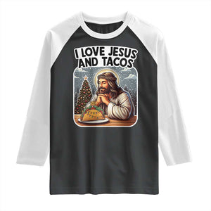 Funny Jesus Christian Christmas Raglan Shirt I Love Jesus And Tacos TS14 Black White Print Your Wear