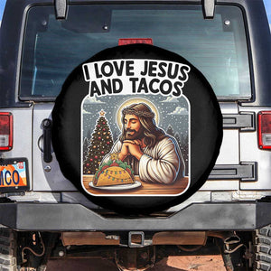 Funny Jesus Christian Christmas Spare Tire Cover I Love Jesus And Tacos TS14 No hole Black Print Your Wear