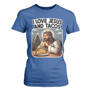 Funny Jesus Christian Christmas T Shirt For Women I Love Jesus And Tacos TS14 Royal Blue Print Your Wear
