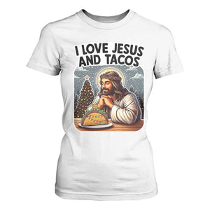 Funny Jesus Christian Christmas T Shirt For Women I Love Jesus And Tacos TS14 White Print Your Wear