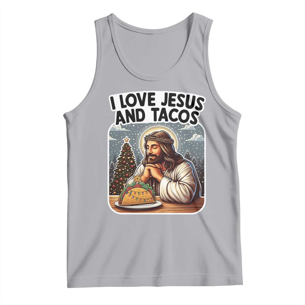 Funny Jesus Christian Christmas Tank Top I Love Jesus And Tacos TS14 Athletic Heather Print Your Wear
