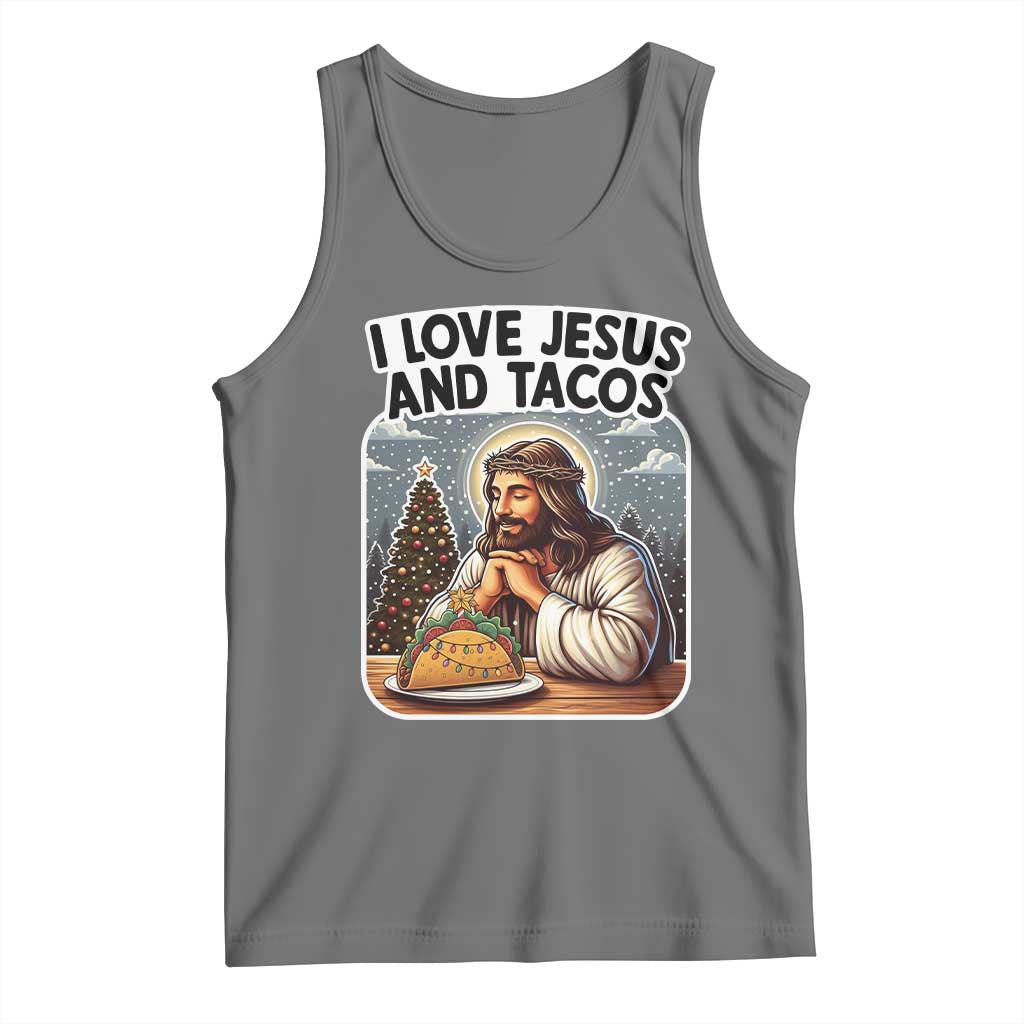 Funny Jesus Christian Christmas Tank Top I Love Jesus And Tacos TS14 Black Heather Print Your Wear