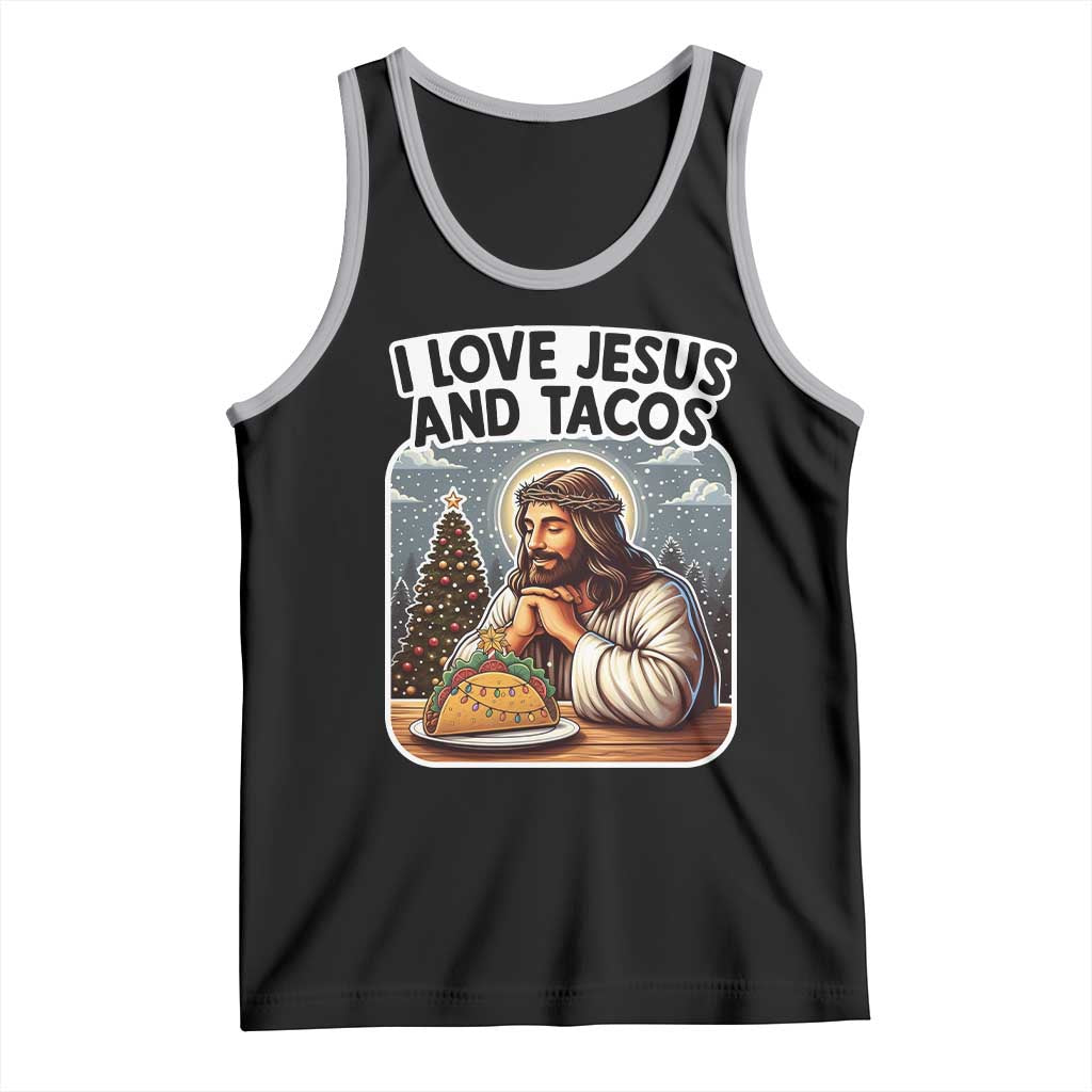 Funny Jesus Christian Christmas Tank Top I Love Jesus And Tacos TS14 Black Athletic Heather Print Your Wear