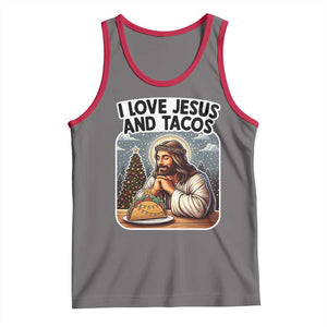 Funny Jesus Christian Christmas Tank Top I Love Jesus And Tacos TS14 Deep Heather Red Print Your Wear