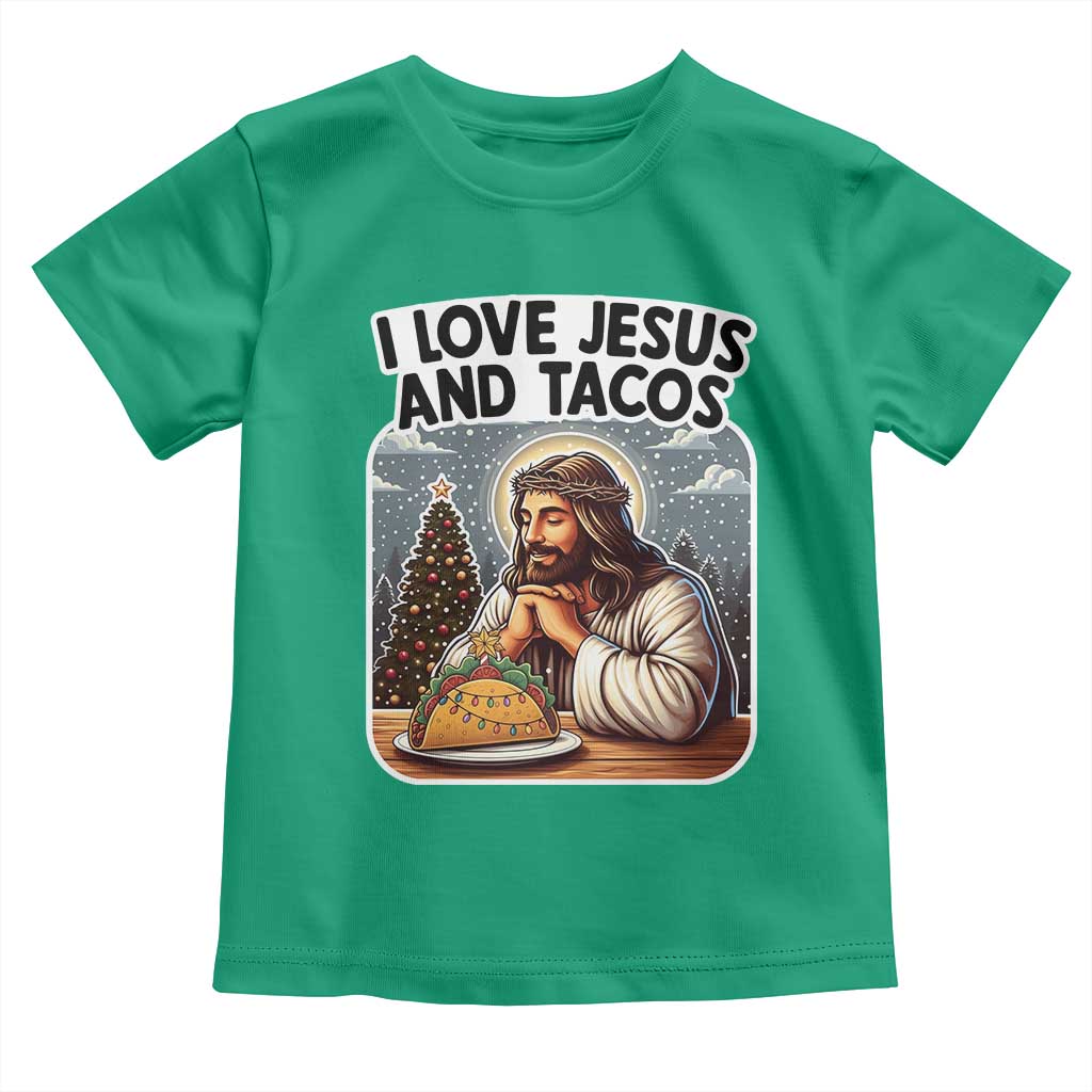 Funny Jesus Christian Christmas Toddler T Shirt I Love Jesus And Tacos TS14 Irish Green Print Your Wear