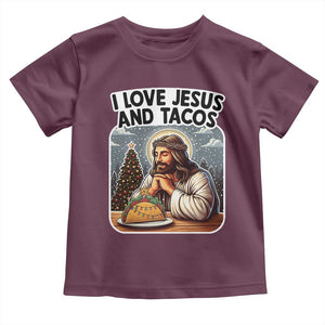 Funny Jesus Christian Christmas Toddler T Shirt I Love Jesus And Tacos TS14 Maroon Print Your Wear