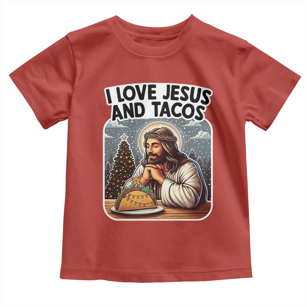 Funny Jesus Christian Christmas Toddler T Shirt I Love Jesus And Tacos TS14 Red Print Your Wear