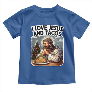 Funny Jesus Christian Christmas Toddler T Shirt I Love Jesus And Tacos TS14 Royal Blue Print Your Wear