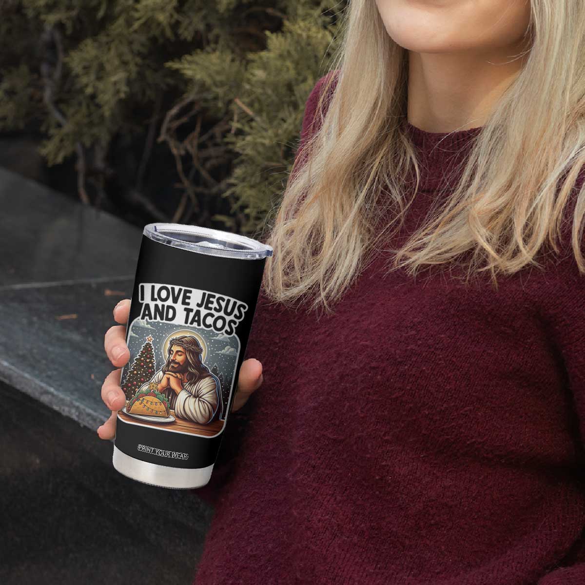 Funny Jesus Christian Christmas Tumbler Cup I Love Jesus And Tacos TS14 Print Your Wear