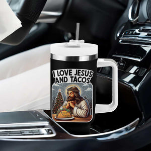 Funny Jesus Christian Christmas Tumbler With Handle I Love Jesus And Tacos TS14 Print Your Wear