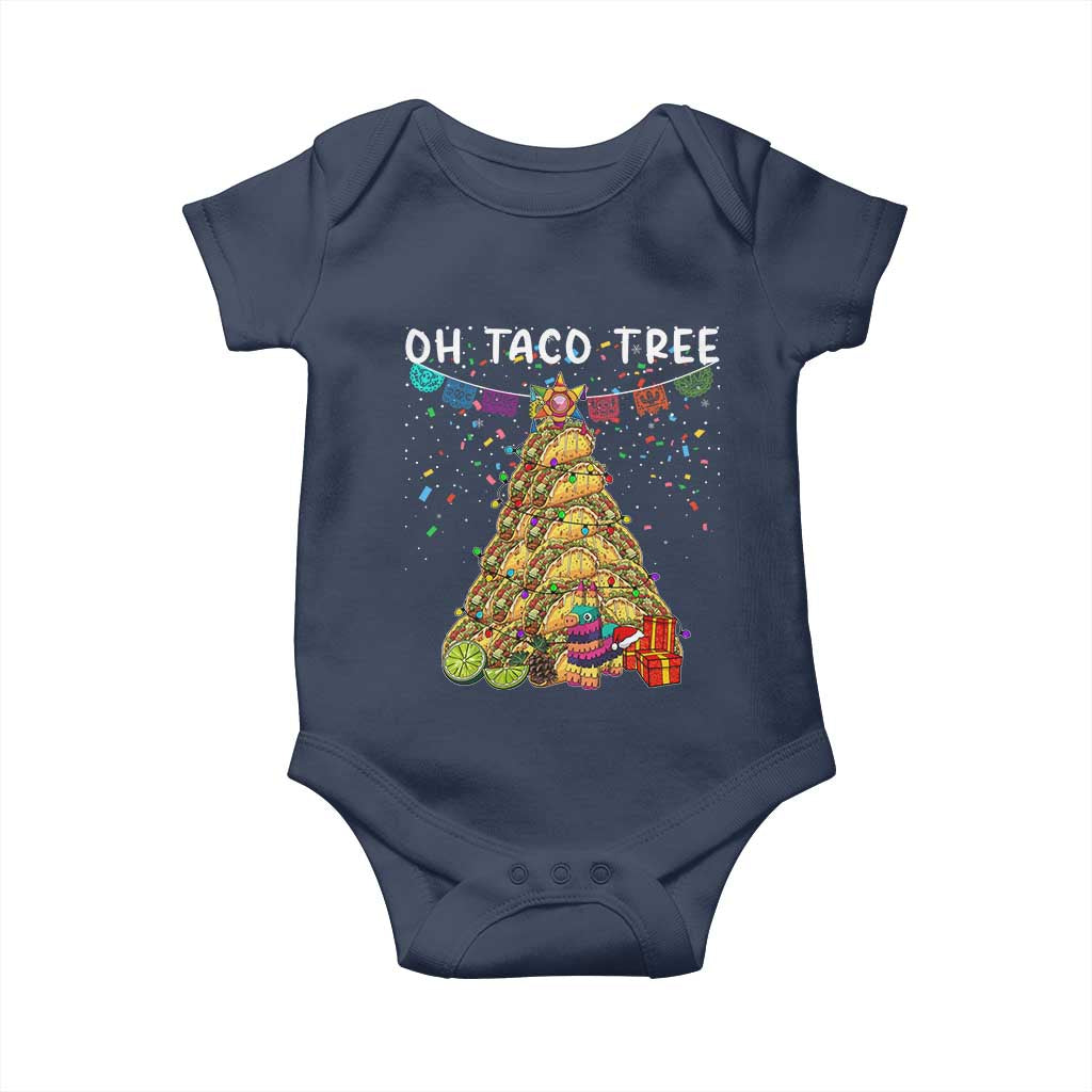 Taco Christmas Tree Baby Onesie Funny Xmas Foodie Mexican TS14 Navy Print Your Wear