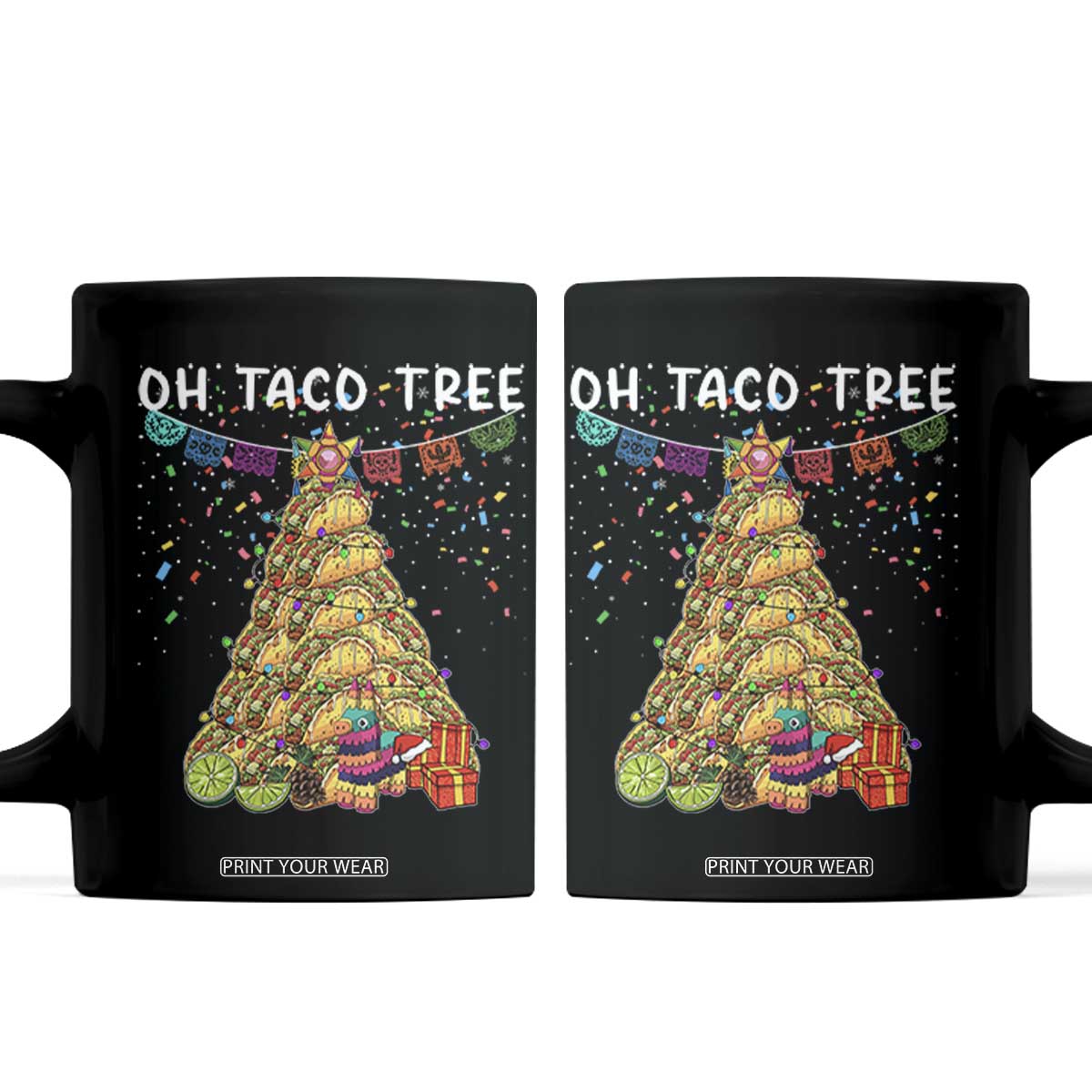 Taco Christmas Tree Coffee Mug Funny Xmas Foodie Mexican TS14 Black Print Your Wear