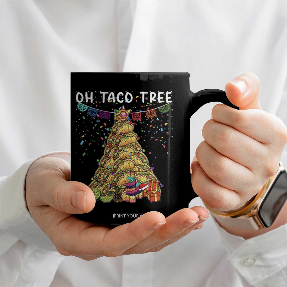Taco Christmas Tree Coffee Mug Funny Xmas Foodie Mexican TS14 Print Your Wear