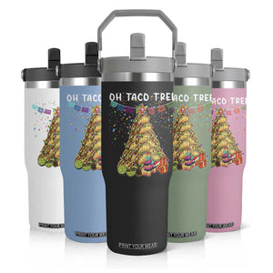 Taco Christmas Tree Flip Straw Tumbler Funny Xmas Foodie Mexican TS14 Print Your Wear