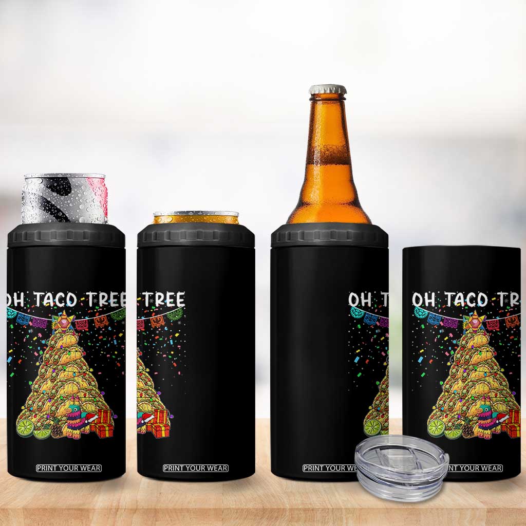 Taco Christmas Tree 4 in 1 Can Cooler Tumbler Funny Xmas Foodie Mexican TS14 Print Your Wear