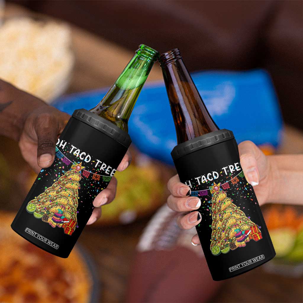 Taco Christmas Tree 4 in 1 Can Cooler Tumbler Funny Xmas Foodie Mexican TS14 Print Your Wear