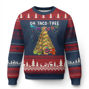 Taco Xmas Tree Ugly Christmas Sweater Funny Xmas Foodie Mexican TS14 Navy Red Print Your Wear