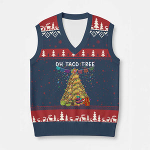 Taco Xmas Tree V-Neck Knit Sweater Vest Funny Xmas Foodie Mexican TS14 Navy Red Print Your Wear
