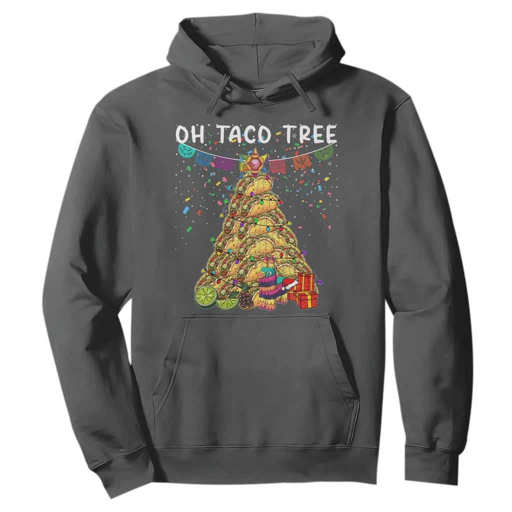 Taco Christmas Tree Hoodie Funny Xmas Foodie Mexican TS14 Dark Heather Print Your Wear