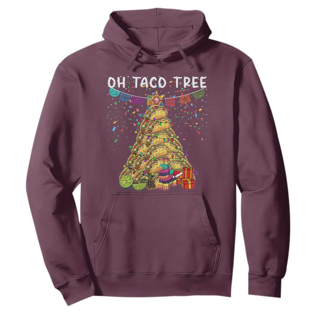 Taco Christmas Tree Hoodie Funny Xmas Foodie Mexican TS14 Maroon Print Your Wear