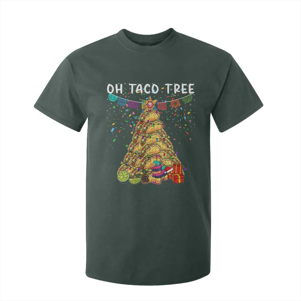Taco Christmas Tree T Shirt For Kid Funny Xmas Foodie Mexican TS14 Dark Forest Green Print Your Wear