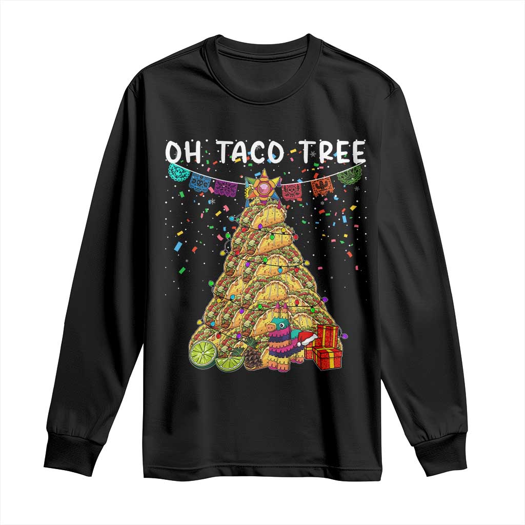 Taco Christmas Tree Long Sleeve Shirt Funny Xmas Foodie Mexican TS14 Black Print Your Wear