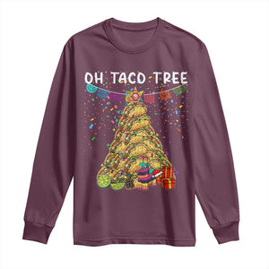 Taco Christmas Tree Long Sleeve Shirt Funny Xmas Foodie Mexican TS14 Maroon Print Your Wear