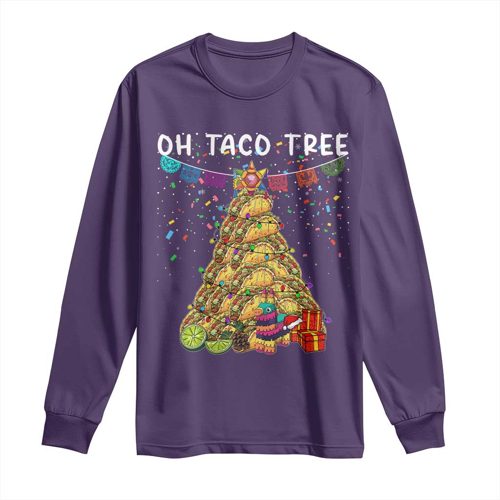 Taco Christmas Tree Long Sleeve Shirt Funny Xmas Foodie Mexican TS14 Purple Print Your Wear