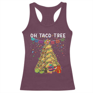 Taco Christmas Tree Racerback Tank Top Funny Xmas Foodie Mexican TS14 Maroon Print Your Wear