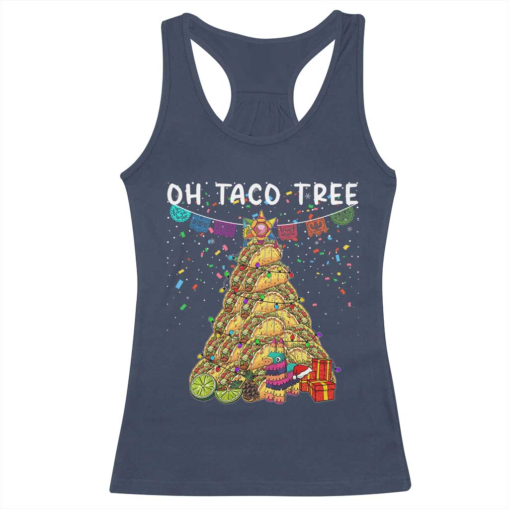 Taco Christmas Tree Racerback Tank Top Funny Xmas Foodie Mexican TS14 Navy Print Your Wear