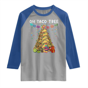 Taco Christmas Tree Raglan Shirt Funny Xmas Foodie Mexican TS14 Sport Gray Royal Print Your Wear