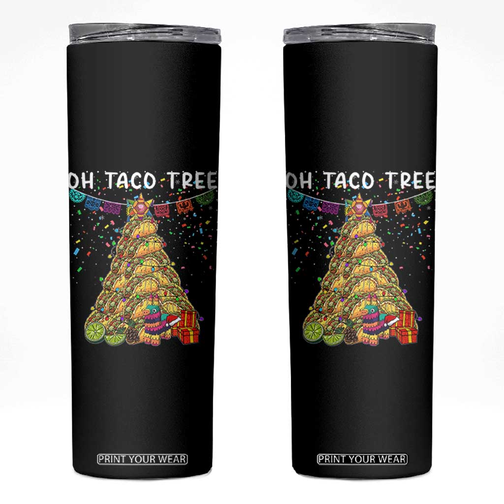 Taco Christmas Tree Skinny Tumbler Funny Xmas Foodie Mexican TS14 Black Print Your Wear