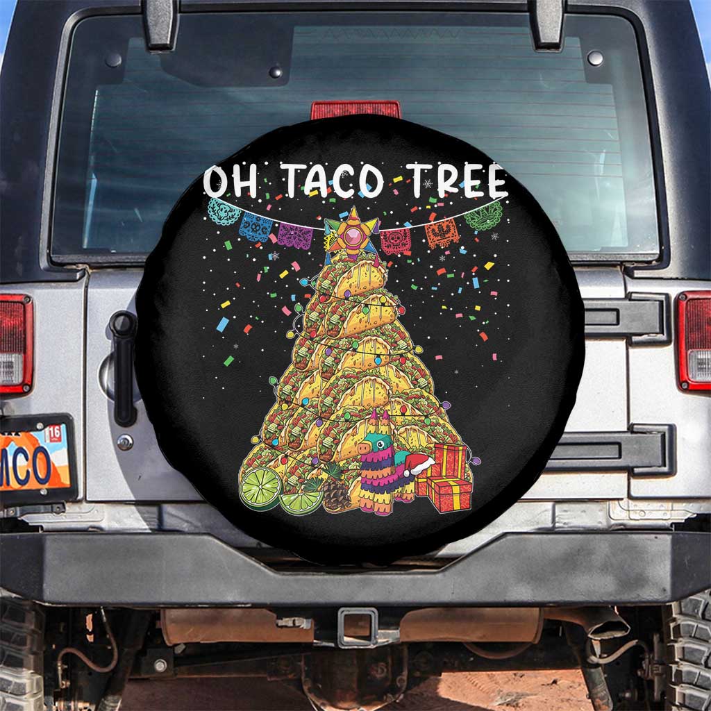 Taco Christmas Tree Spare Tire Cover Funny Xmas Foodie Mexican TS14 No hole Black Print Your Wear