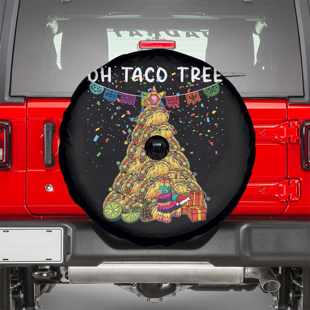 Taco Christmas Tree Spare Tire Cover Funny Xmas Foodie Mexican TS14 Black Print Your Wear