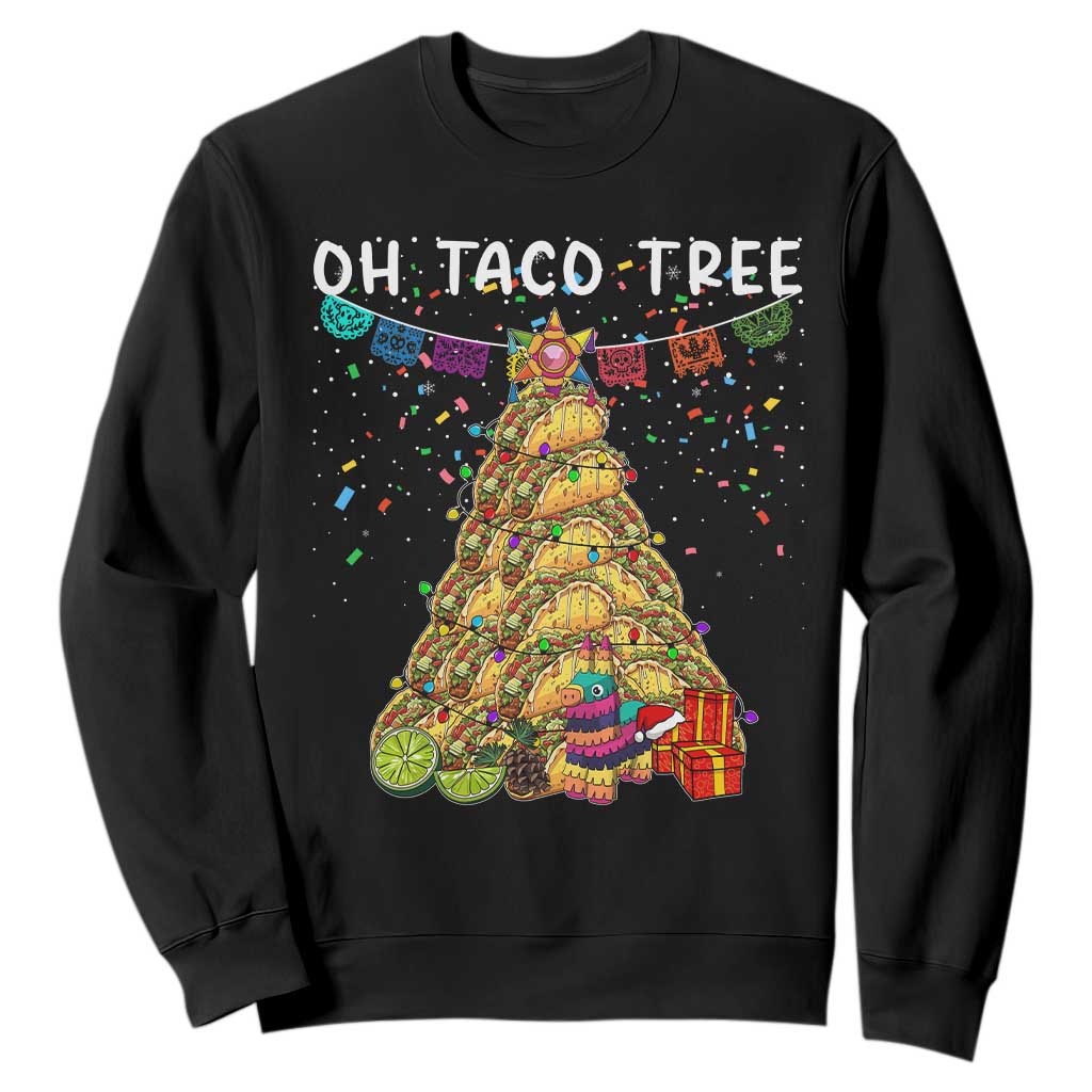 Taco Christmas Tree Sweatshirt Funny Xmas Foodie Mexican TS14 Black Print Your Wear